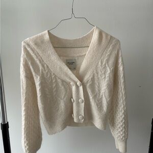 Abercrombie & Fitch Cream Cable Knit Cardigan